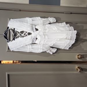 White Cut out dress with lace